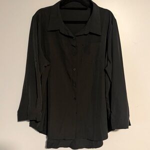 Lightweight Black Blouse with Rollup Sleeves